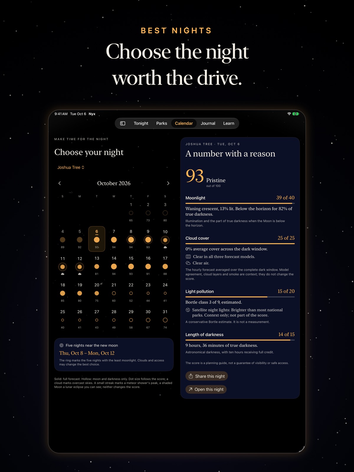 Nyx on iPad: the calendar.