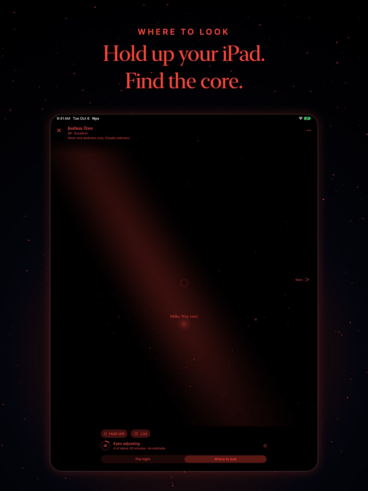 Nyx on iPad: Where to look.